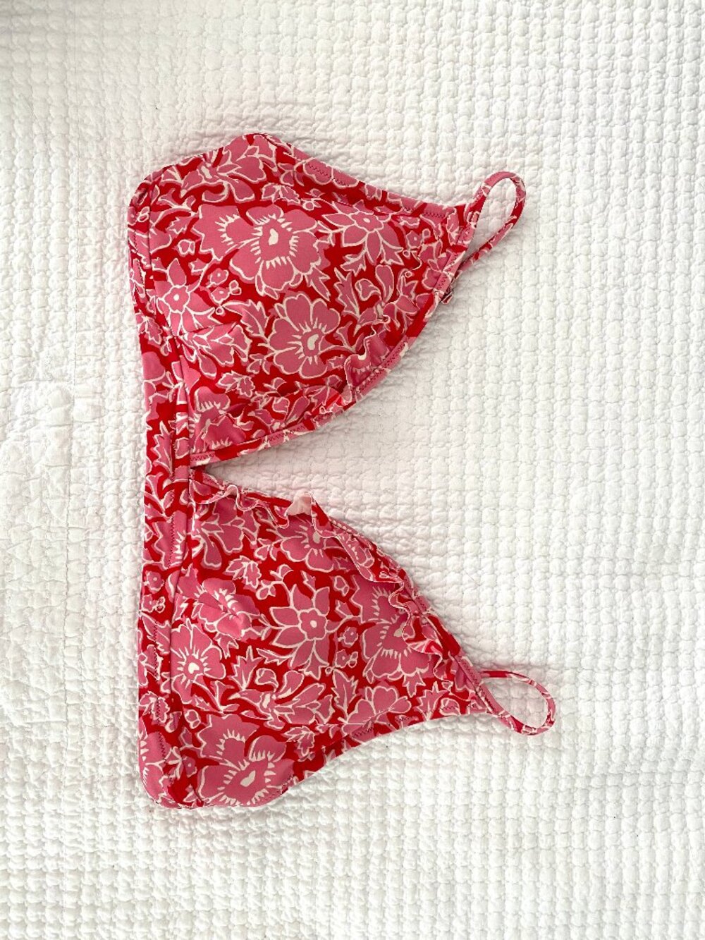 J. Crew Outlet Printed french bikini top with ruffles (XL)